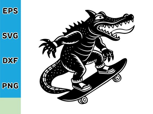 Alligator Skateboarding Mid Air: Dynamic SVG Motion Design