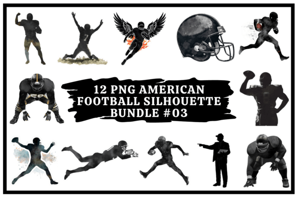 American Football Silhouette Bundle #03: Dynamic Action in Watercolor