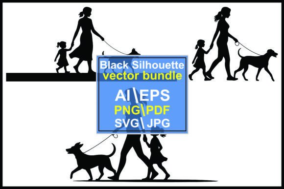 Capturing Moments in Motion: The Appeal of Silhouettes of Woman Child Dog Walking