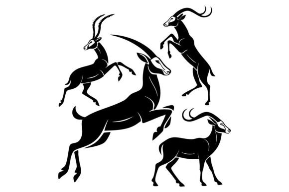 Dynamic Artistry: The Stylized Black Antelope Illustrations Fe