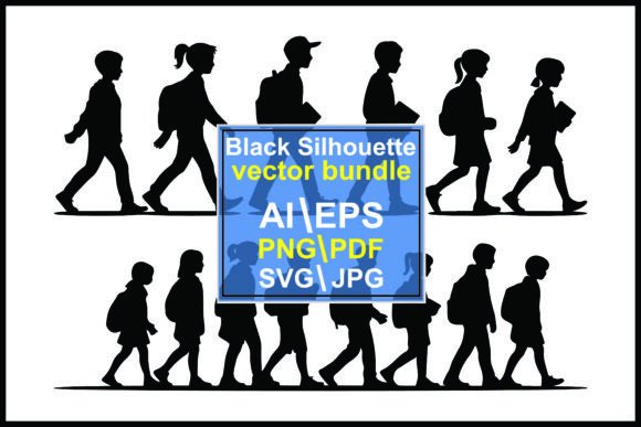 Dynamic Design Assets: Silhouettes of Children Walking