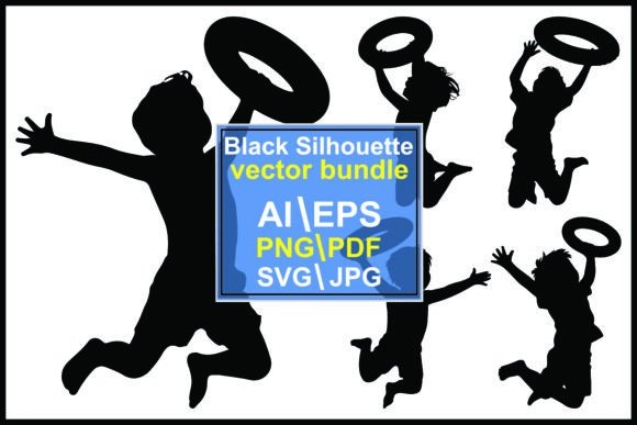 Dynamic Play in Design: The Silhouettes of Children Jumping Bundle