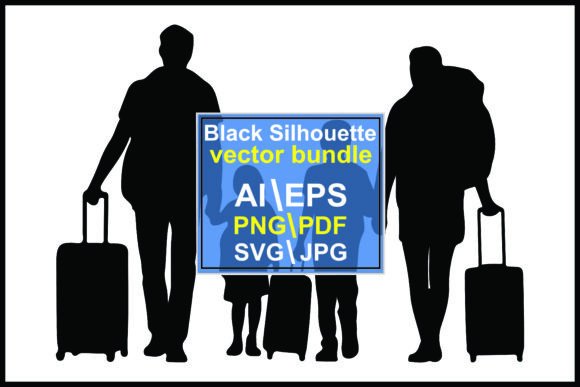 Family with Luggage Silhouettes: Capturing Movement and Togetherness