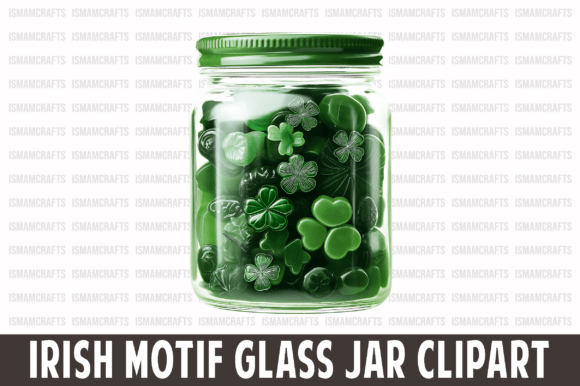 Irish Motif Glass Jar Clipart PNG: Your Key to St. Patrick's Day Design