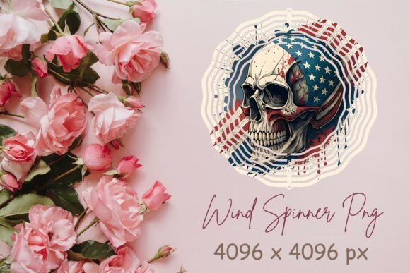 Patriotic Skull Wind Spinner Png: Bold Design for Dynamic Spaces