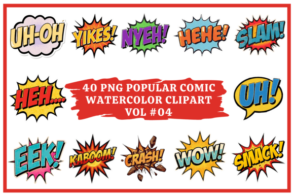 Popular Comic Watercolor Clipart Vol #04: Dynamic Design Assets
