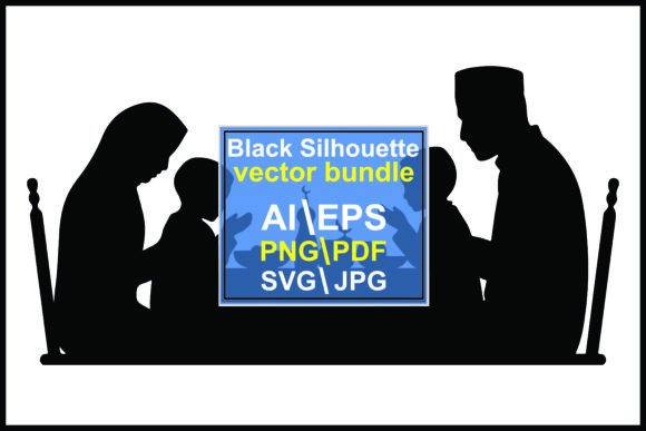 Silhouette Muslim Family Breaking Fast