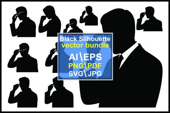 Silhouettes of Men Adjusting Glasses: A Designer's Visual Toolkit