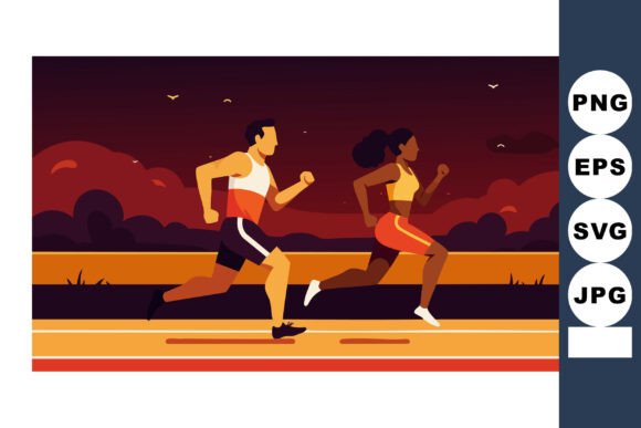 Two Runners Jogging Outdoors During Suns: Capturing Dynamic Energy